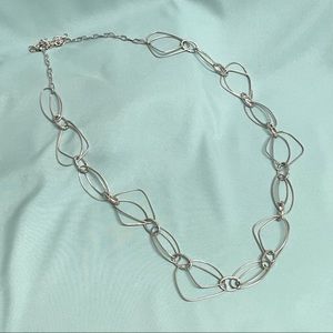 Long antique matte silver plated necklace, 40”